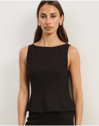 Atmos&Here - Eleni Sleeveless Peplum Ponte Structured Top