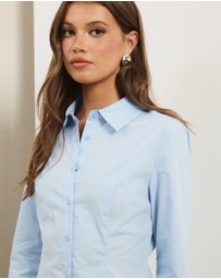Atmos&Here - Amara Split Hem Structured Poplin Shirt