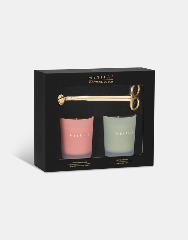 Mestige - 2 Candle & Trimmer Gift Set- Pink Champagne and Island Dream