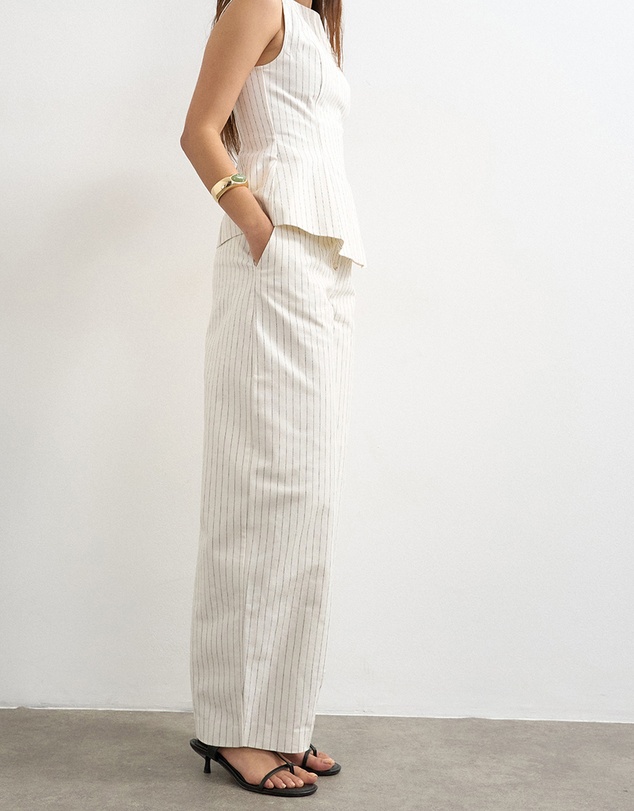 TOPSHOP - Para Striped Barrel Trousers