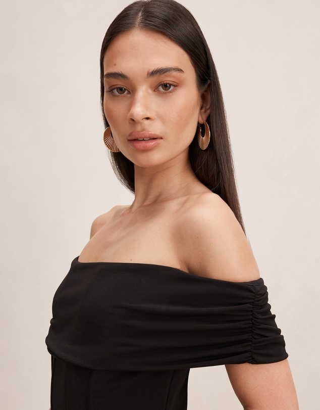 Forever New - Ania Ruched Bardot Neck Maxi Dress