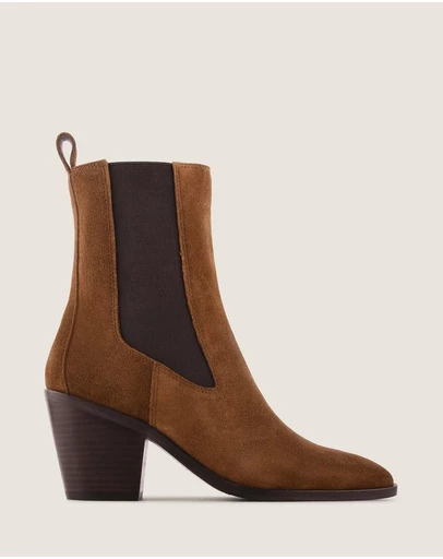 Shelly Shen - Ali Heel Ankle Boots Chestnut Suede