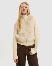 Cotton On - Faux Fur Knit Jacket