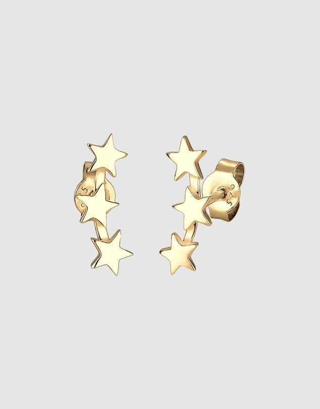 Elli Jewelry - Star Stud Earrings in Gold-Plated 925 Silver
