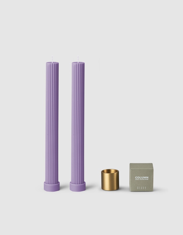 Black Blaze - Column Pillar Candle Duo With Brass Holder