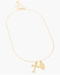 Lovisa - Waterproof Gold Plated Stainless Steel Cross & Mary Pendant Necklace