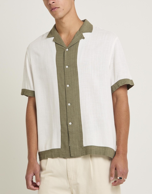 Arvust - Border Linen Short Sleeve Shirt