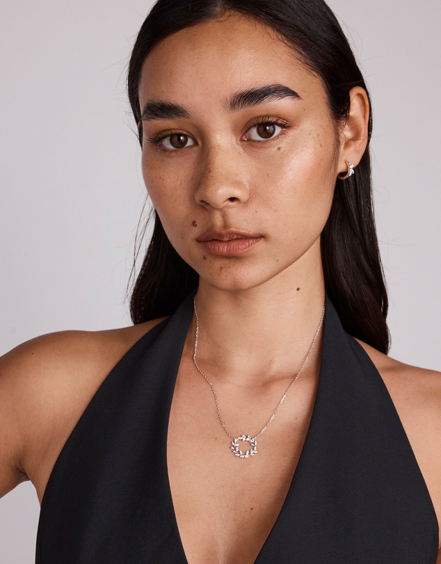 Michael Hill - Cubic Zirconia Vine Circle Pendant Necklace in Sterling Silver