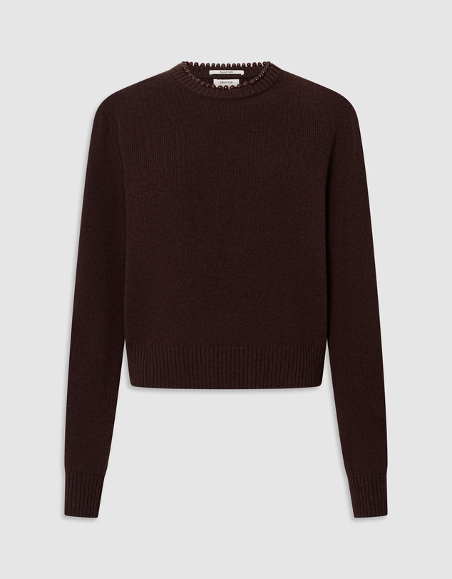 Oroton - Embellished Rib Knit Crew Jumper