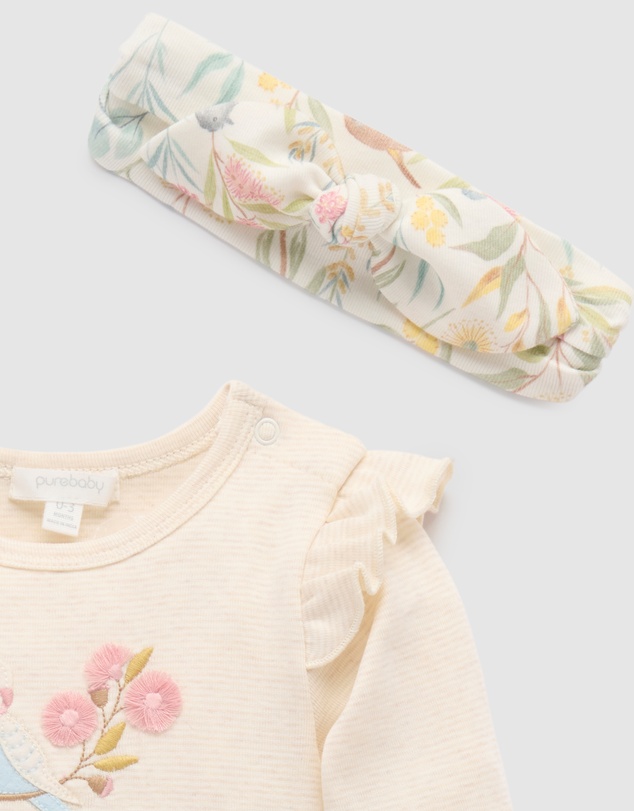 Purebaby - Australiana 3 Piece Gift Pack w/ Headband- Babies