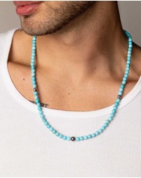 Nialaya Jewellery - Beaded Necklace with Turquoise and Silver