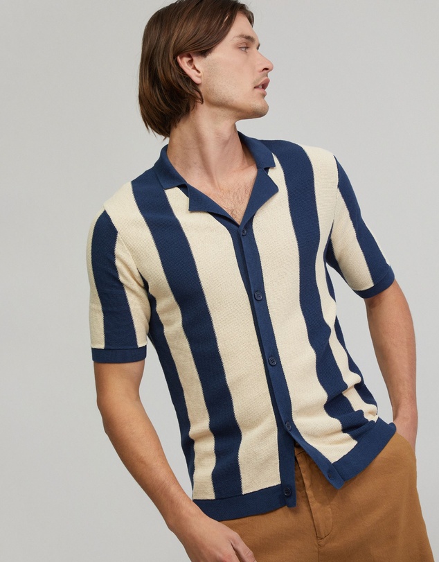 Oxford - Marty Knitted Stripe Shirt