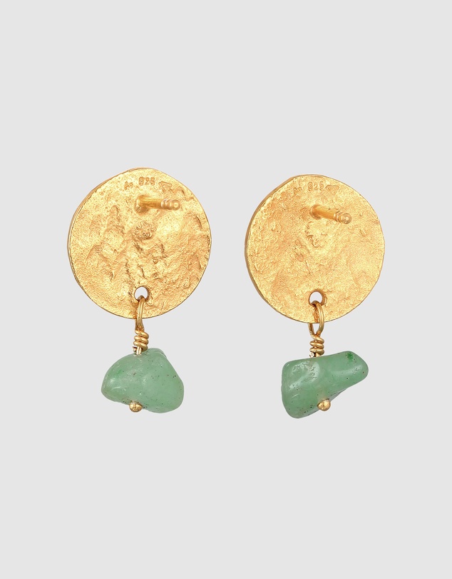 Elli Jewelry - Green Aventurine Drop Earrings in Gold-Plated 925 Silver