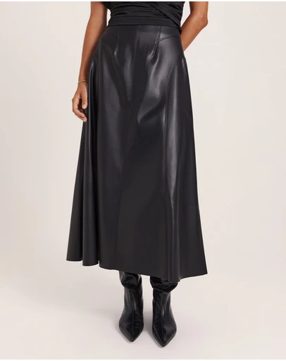SABA - Viv Faux Leather Fluted Skirt
