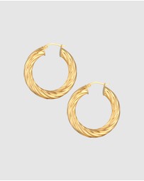 Elli Jewelry - Earrings Creoles Wide Twisted In 925 Sterling Silver Gold Plated