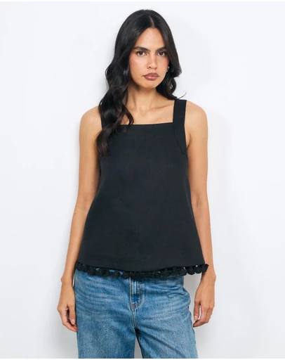 AERE - Lilia Linen Tassel Top