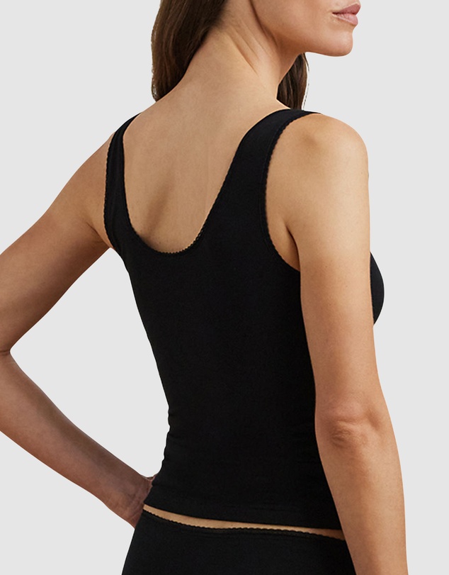 Lauren by Ralph Lauren - Cotton & Lace Scoop Neck Tank Top