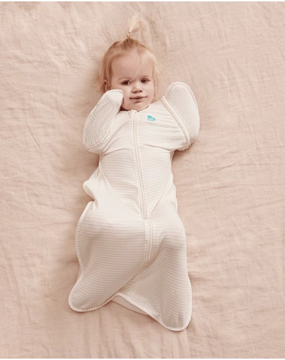 Love to Dream - Swaddle Up™ Transition Bag 0.2 TOG Stretch Cotton Breton Stripe Tan