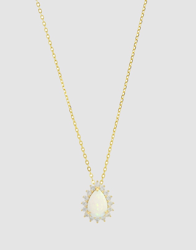 Georgini - Georgini Opal Glow Rozelle White Created Opal Gold Pendant