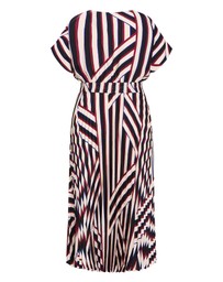 City Chic - Plus size Eloisa Timeless Stripe Pleat Dress - bone