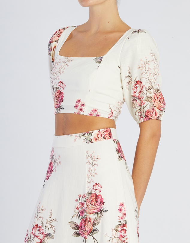 Amelius - Heartloom Rose Linen Crop Top