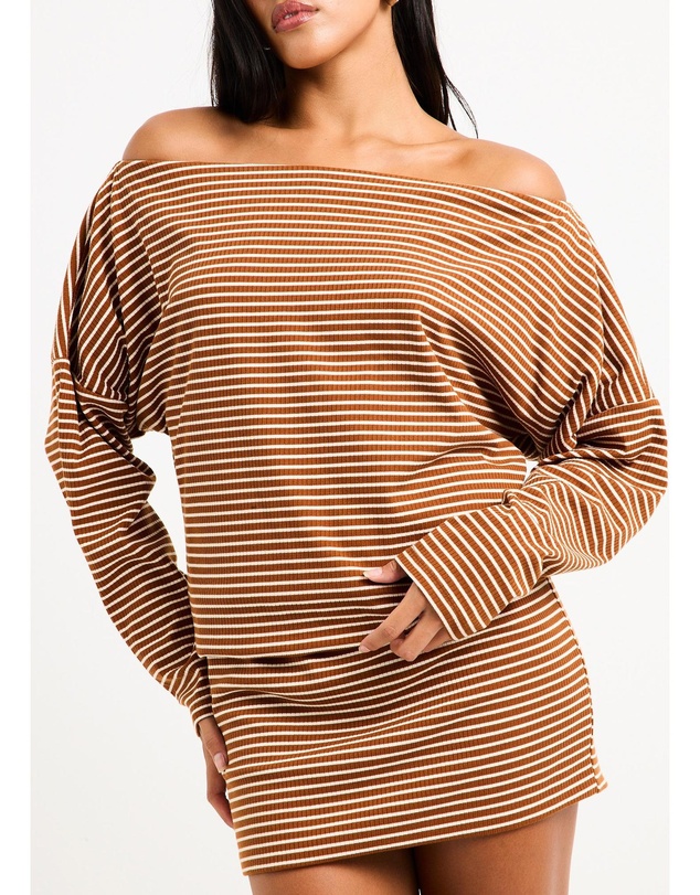 Insight - Dara Stripe Off Shoulder Mini Dress