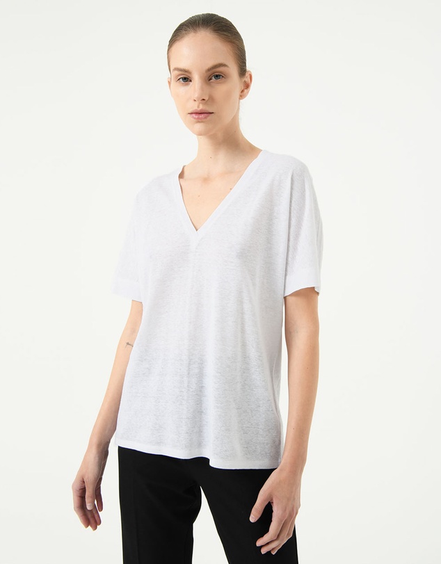 Forcast - Brussels Linen V-Neck Tee