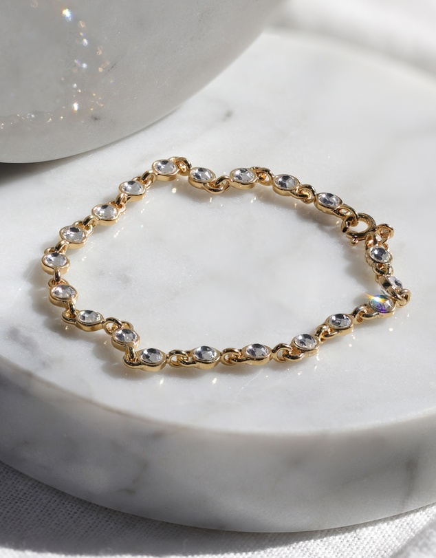Elli Jewelry - Crystal Tennis Bracelet in Gold-Plated 925 Silver