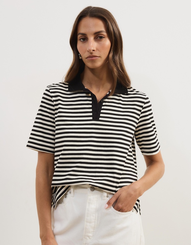 Atmos&Here - Lyra Short Sleeve Stripe Polo