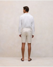 Trenery - Linen Glen Check Short in Stone