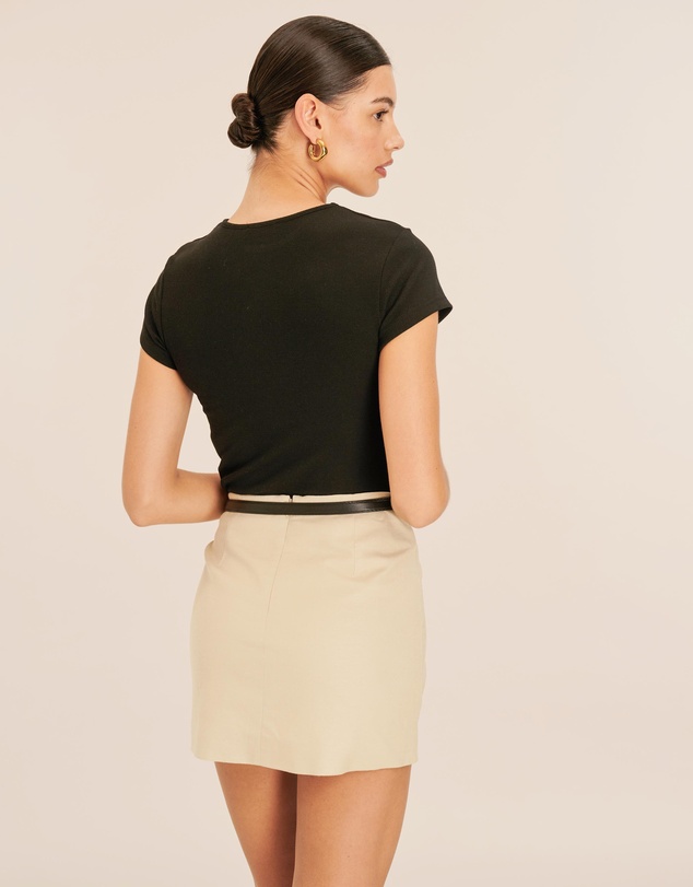 AERE - Linen Viscose Belted Mini Skirt