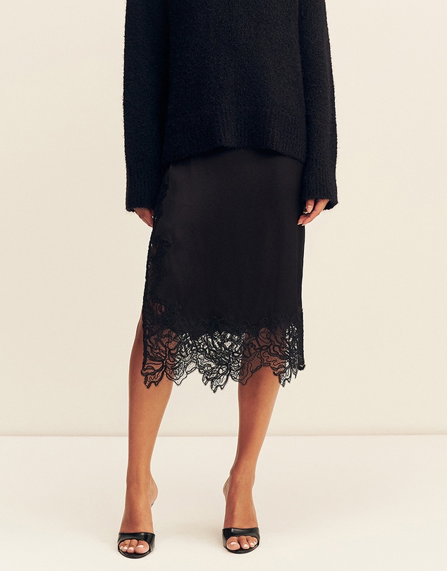 Shona Joy - Eniko Lace Split Midi Skirt