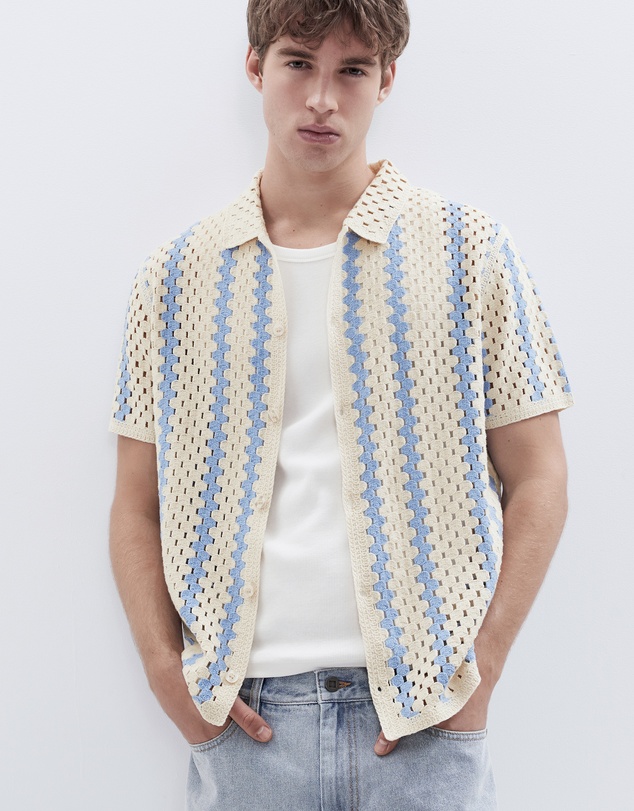 UNISON - Stripe Crochet Button Thru