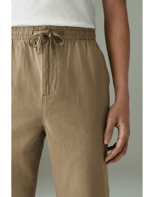 NEXT - Linen Cotton Elasticated Drawstring Trousers Regular Fit