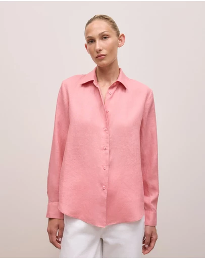 Trenery - Linen Classic Shirt in Dusty Rose
