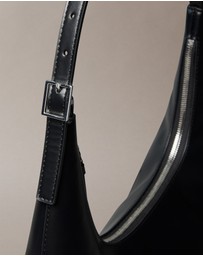 Calvin Klein - Monogram Logo Emblem Leather Shoulder Bag