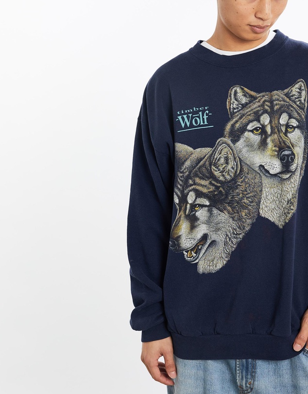 Vintage by The Real Deal - Pre Loved - Vintage 90s Timber Wolf Wildlife Sweatshirt