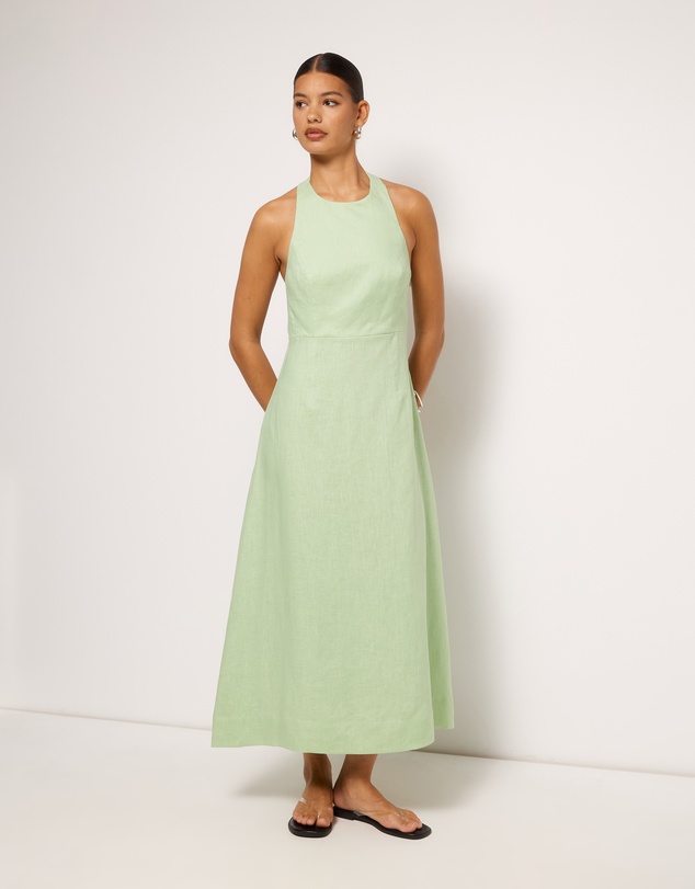 AERE - Waverly Halter Linen Midi Dress