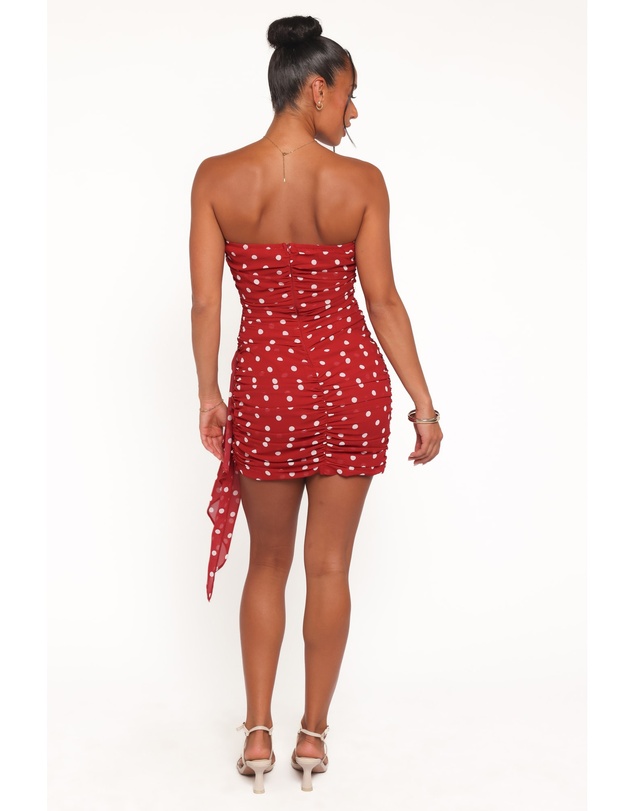 Petal & Pup - Kristen Strapless Mini Dress - Red Polka Dot