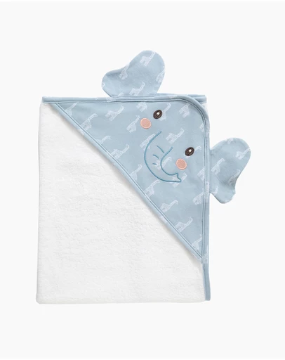 Living Textiles - Organic Hooded Towel - Wild Safari/Elephant