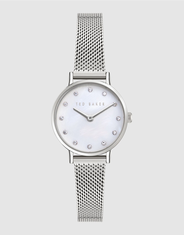 Ted Baker - Staciie 28mm Mother of Pearl Dial with Silver-Tone Mesh Strap