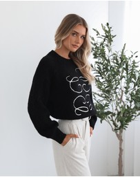 Esther & Co - Adelaine Knit - Black Print