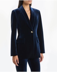 Carla Zampatti - Navy Velvet Shawl Collar Jacket