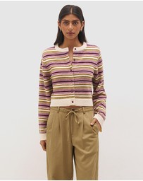 MON RENN - Orchid Stripe Cardigan