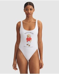 Polo Ralph Lauren - Terry Polo Bear Print High Leg Swimsuit