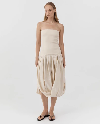 St. Agni - Raw Silk Asymm Balloon Dress