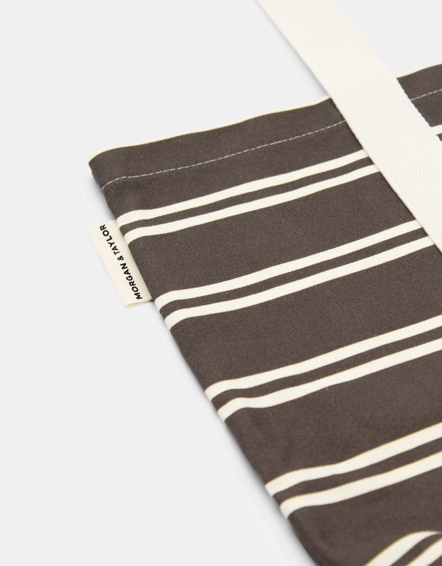 Morgan & Taylor - Dune Beach Tote Bag in Chocolate Brown and White Stripe