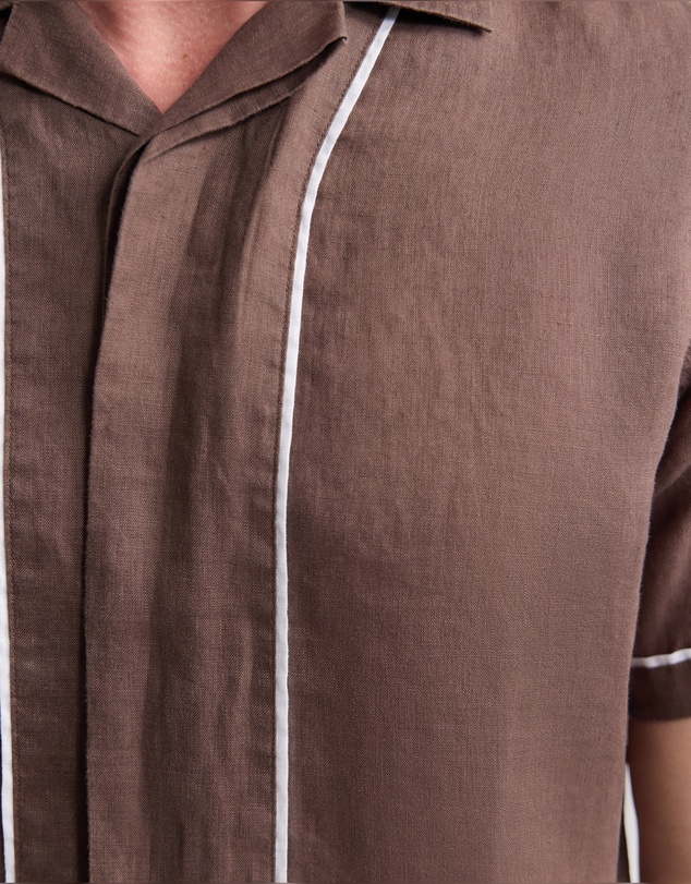 Oxford - Cooper Short Sleeve French Linen Piping Shirt