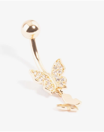 Lovisa - Gold Plated Titanium Double Butterfly Belly Ring