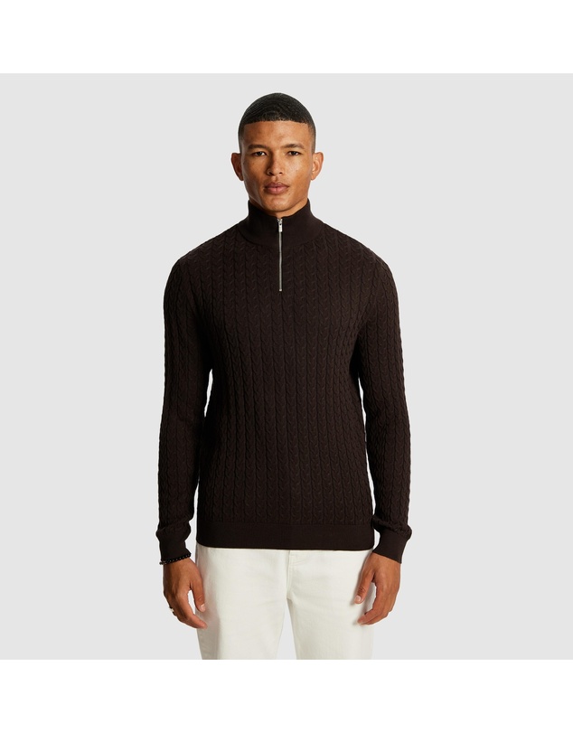yd. - Eddie 1/4 Zip Cable Knit Jumper